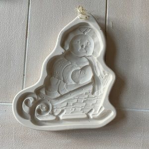 Longaberger Pottery 1998 Snow Friends Sleigh Bells Cookie Mold Limited Edition